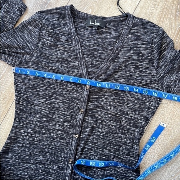 Lulu’s Jony Ribbed Button-Up Midi Sweater Dress Gray Space Dye - Picture 13 of 14